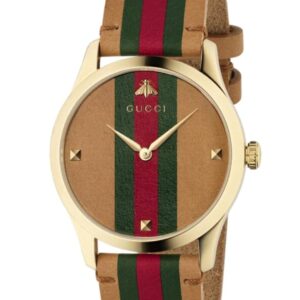 Gucci YA1264077 Brown Dial Leather Strap Unisex Watch | Swiss Luxury Timepiece